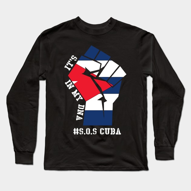 Sos Cuba Flag Cuban Power Pride it's in my DNA Vintage Long Sleeve T-Shirt by Johner_Clerk_Design